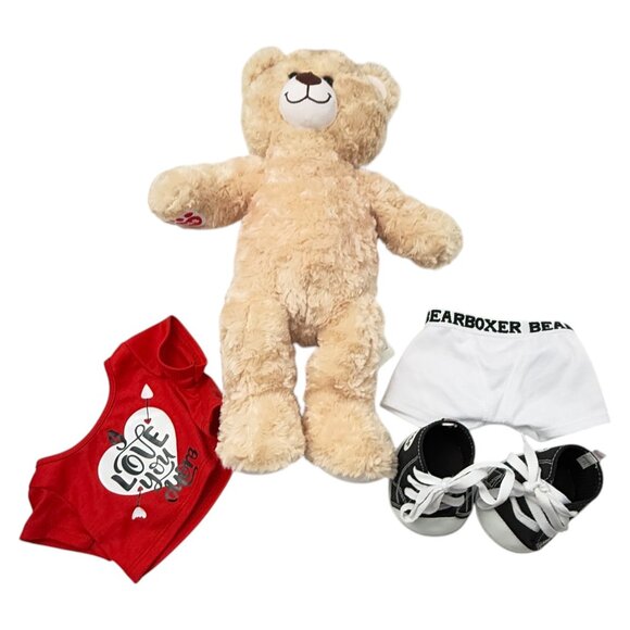 Build-a-bear BAB I Love You More Plush Bear Beige Red Shirt 15 inch Love - Picture 5 of 14